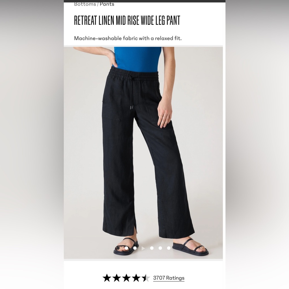 Athleta RETREAT LINEN MID RISE WIDE LEG PANT